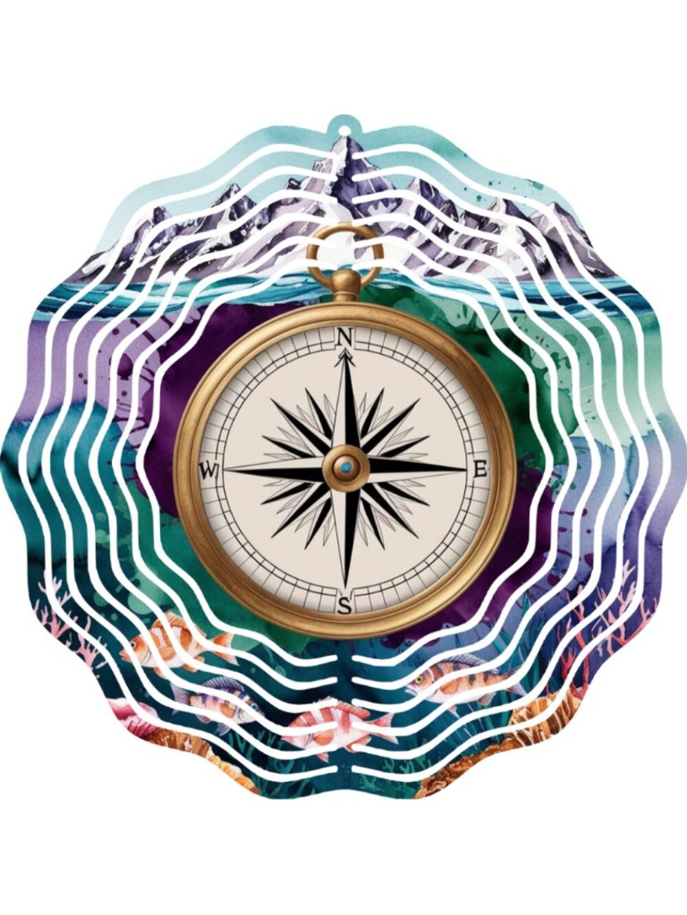 Nautical Compass Wind Spinner 10" Metal Large Outdoor Garden Decor